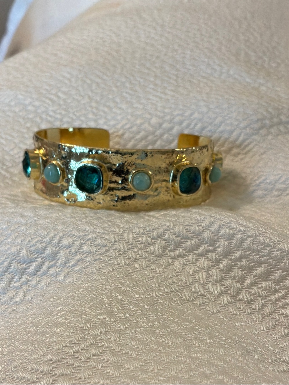 AMazonite Artisanal Brass Cuff